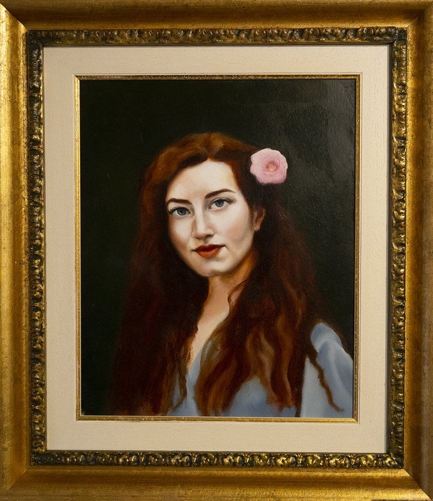 woman with a flower in her hair