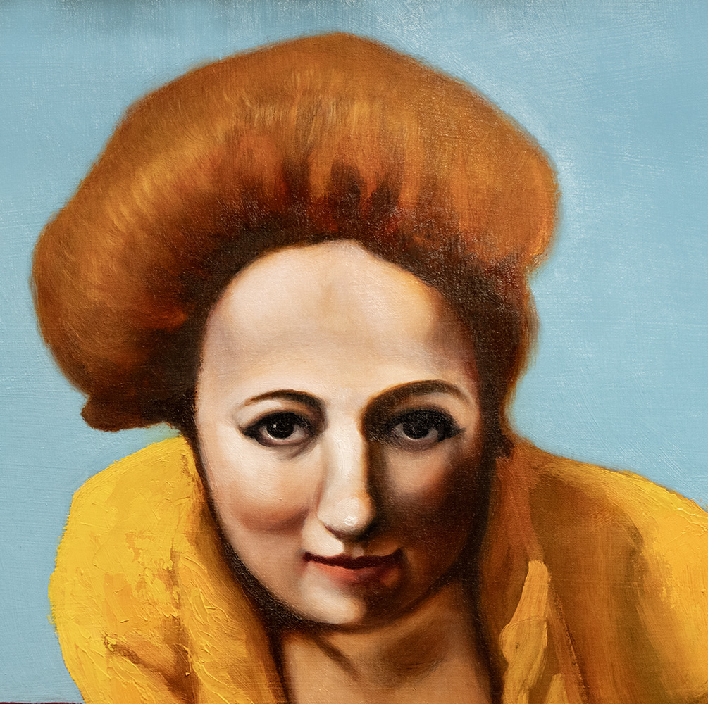 portrait in yellow and blue
