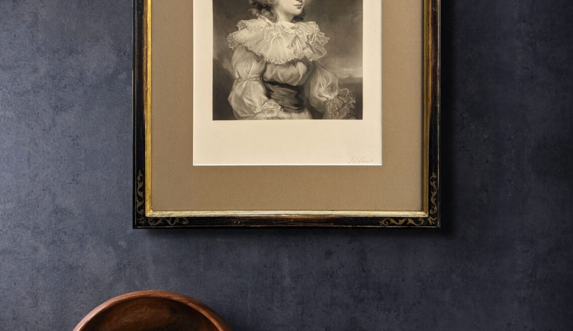 The framed mezzotint on chine collé is a fine example of portraiture that captures the grace and elegance of Elizabeth Christiana Cavendish, known when the portrait was made as Lady Elizabeth Foster