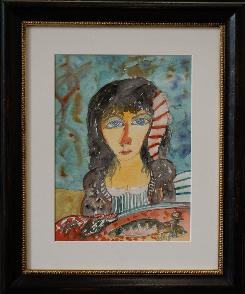 This portrait by John Bellany, rendered in pencil and watercolor, encapsulates the nuanced and expressive style that characterizes much of his work.