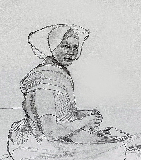 This pencil sketch by André Romijn offers a striking study of cultural history and traditional life in 19th century Zeeland.