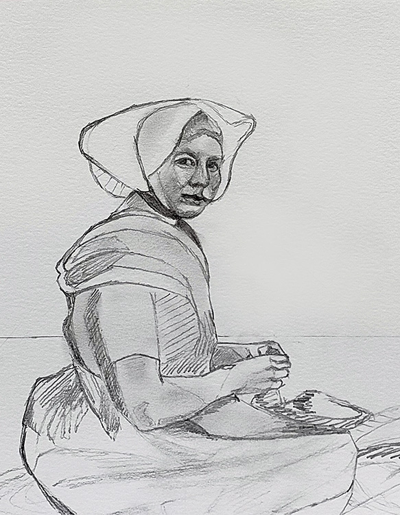 This pencil sketch by André Romijn offers a striking study of cultural history and traditional life in 19th century Zeeland. 