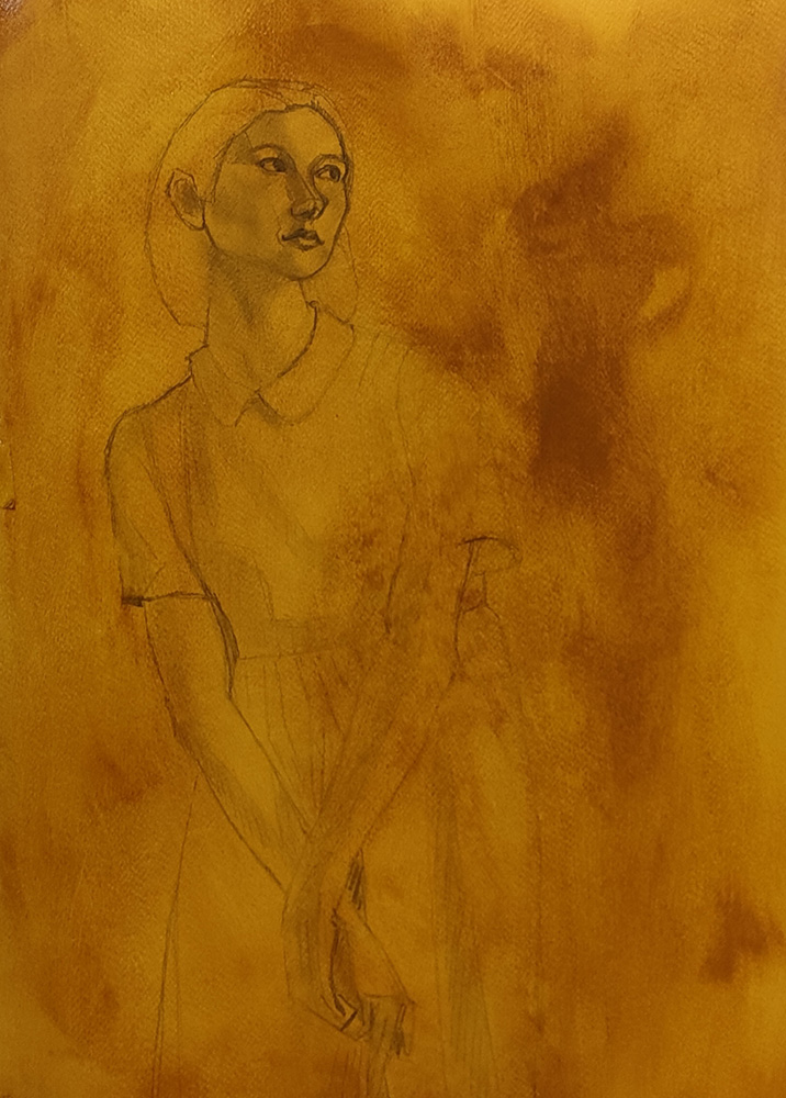On the easel today; Study in Yellow by andre romijn middelburg