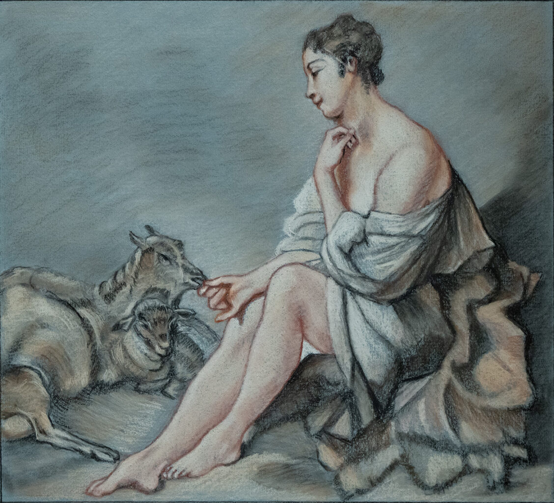 Pastorale (trois crayons after Jean-Baptiste Huet) by André Romijn